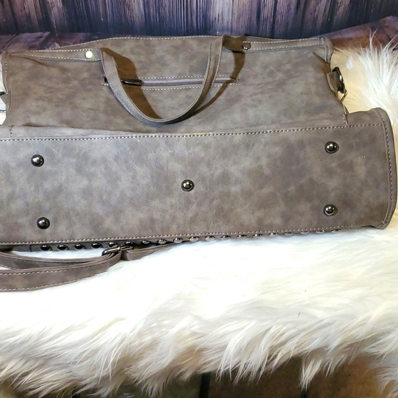 GREY  STUDDED BAG, WEEKENDER, DIAPER BAG, PURSE - Picture 8 of 11
